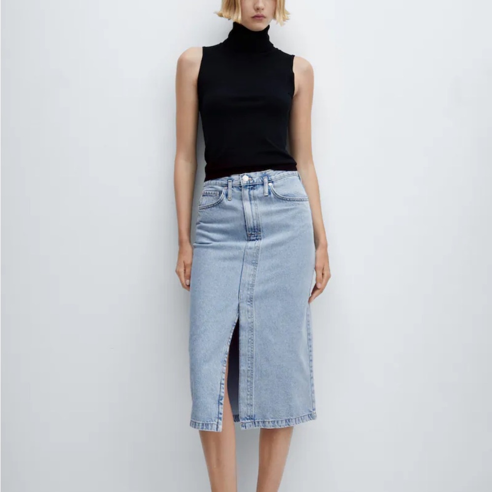 Mango midi denim skirt